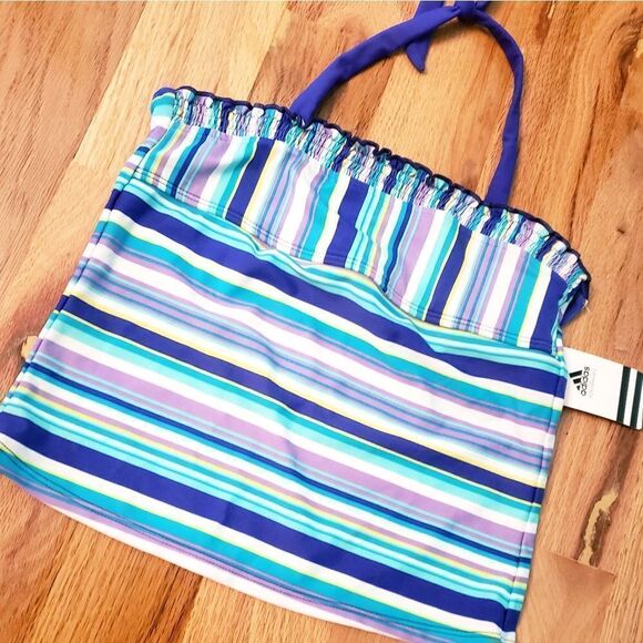 NWT Adidis Girls Stripe Tankini Top - Picture 2 of 5